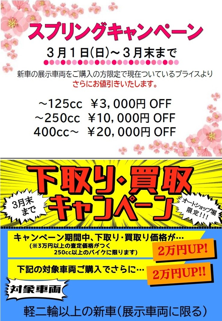 春のキャンペーンのお知らせ